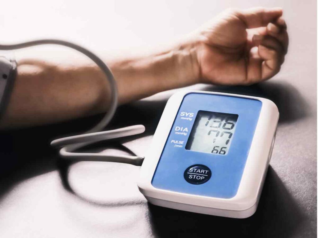 a machine showing systolic and diastolic blood pressure