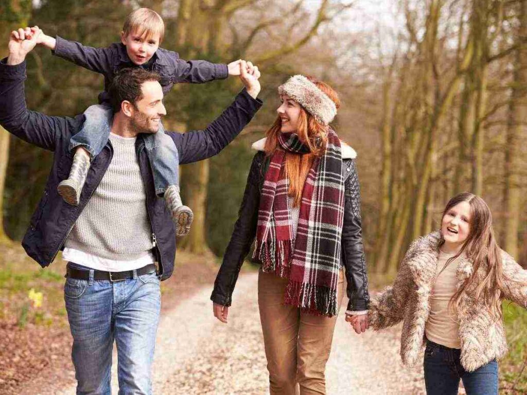 nuclear family enjoying stress free life after a good sleep