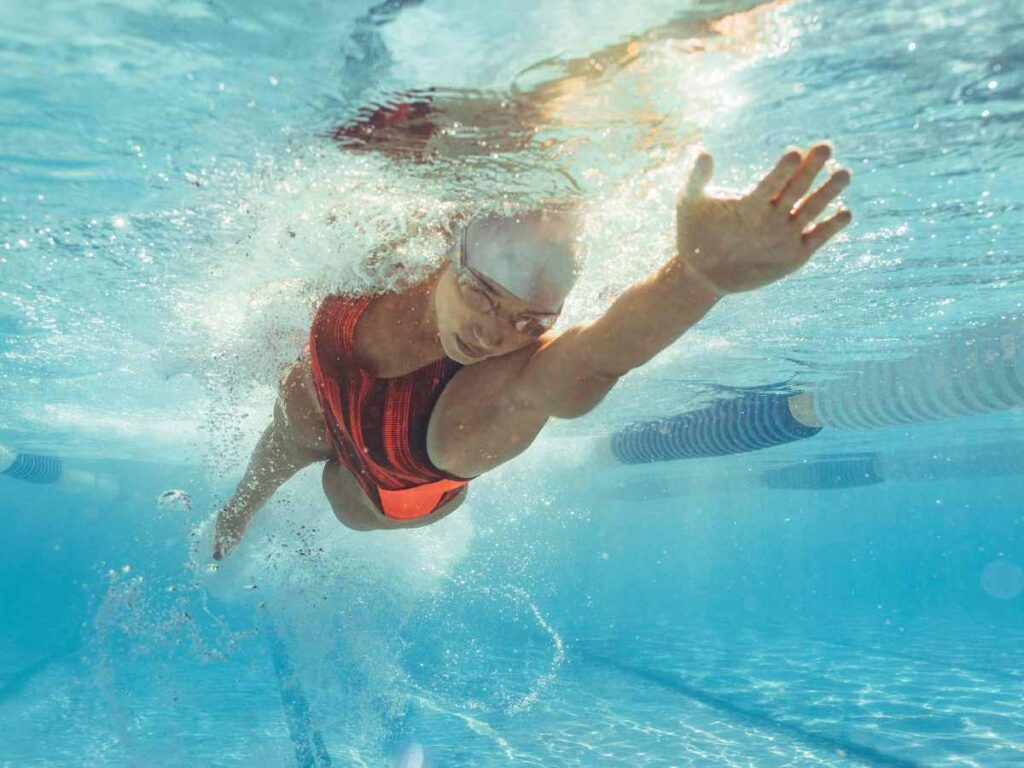 lady swimming in the pool